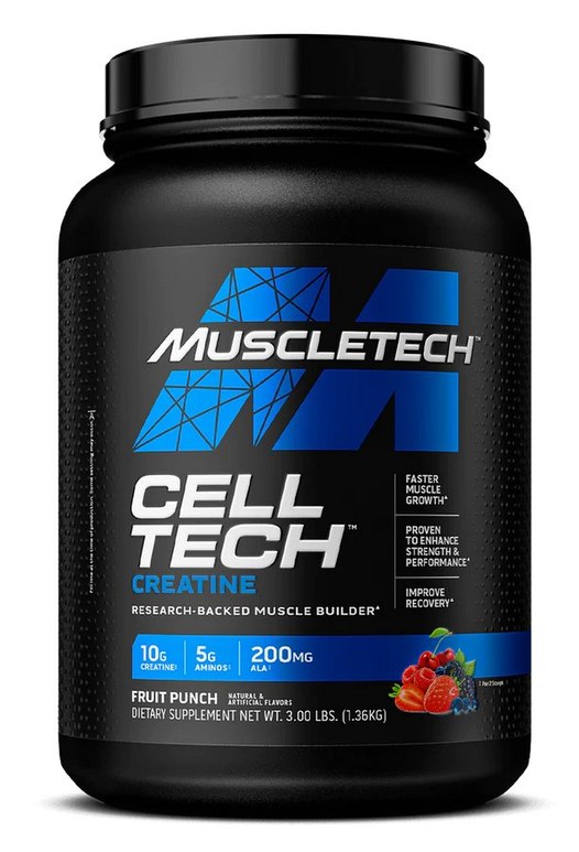 MuscleTech Cell-Tech Creatine Monohydrate Powder Fruit Punch, 3Lb