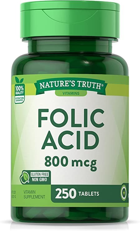 Nature&#039;s Truth Folic Acid 800 mcg Tablets - 250 Tablets