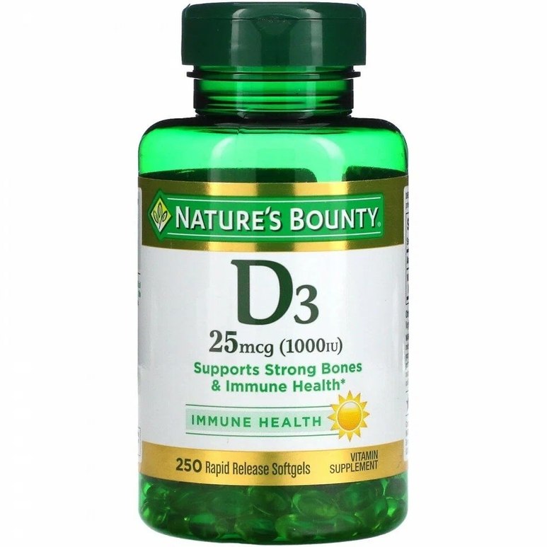Natures Bounty Vitamin D3 -1000 IU Soft Gel (250 Tablets)