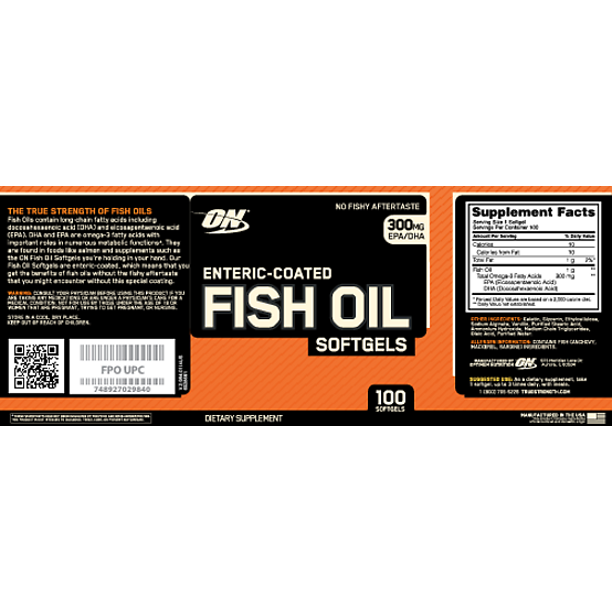 Optimum Nutrition Enteric Coated Fish Oil, 100Sg 24/Cs 2