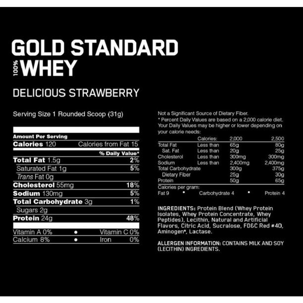 Optimum Nutrition Gold Std 100% Whey Del Strawberry 5lb(4/Case) 3