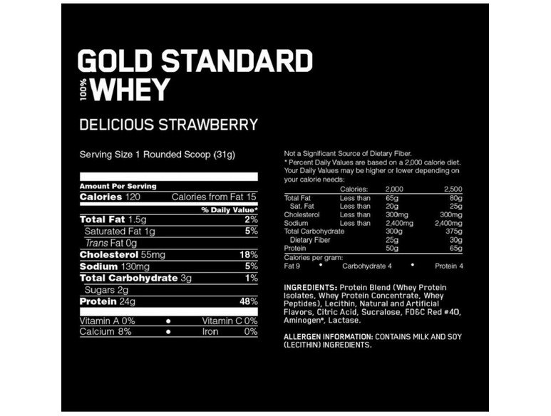 Optimum Nutrition Gold Standart 100% Whey Protein Powders Strawberry 5lb 2