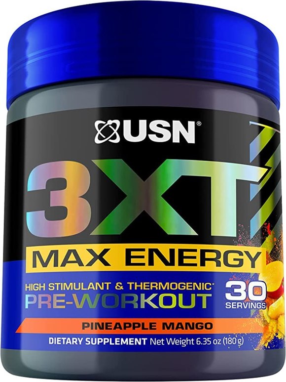 USN 3XT Max Pre-Workout Supplement Powder for Energy, Pineapple Mango