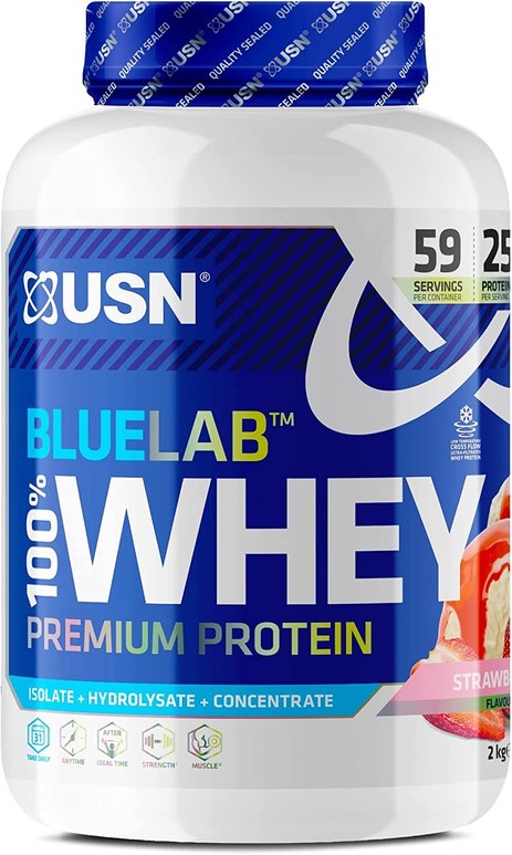 Premium Whey Protein Powder: USN Blue Lab Whey Strawberry 2 kg