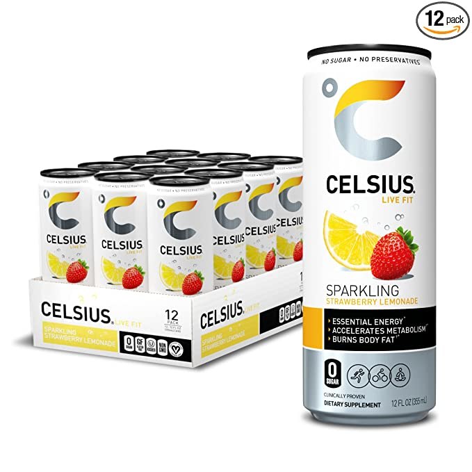 CELSIUS Sparkling Strawberry Lemonade, Functional Essential Energy Drink