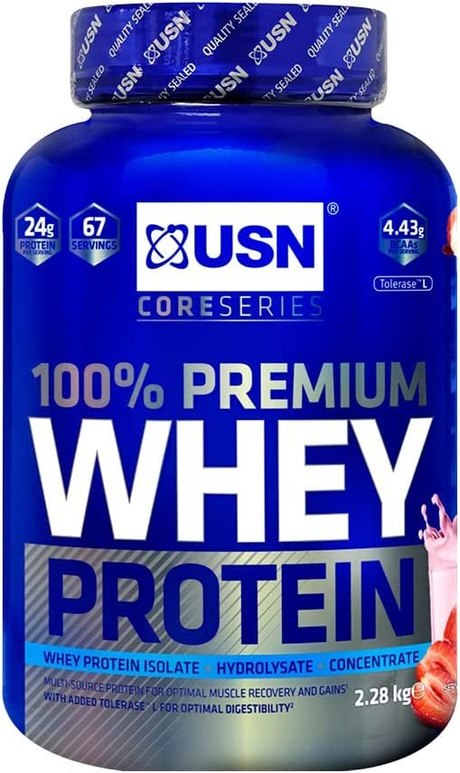 USN 100% Whey Protein Strawberry 2.28kg: Muscle Building and Recovery Whey Isolate Protein Powder