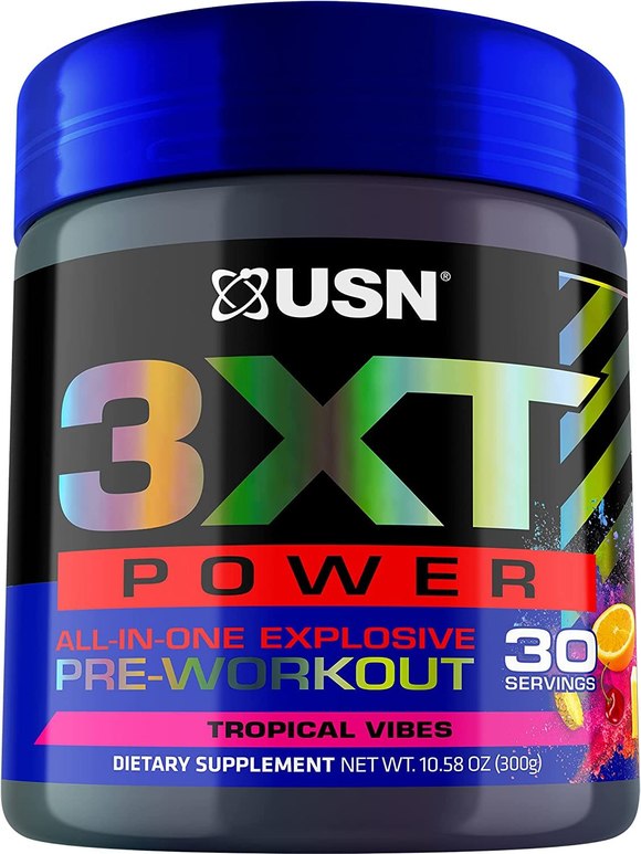 USN 3XT Power Pre-workout Powder for Men and Women, Tropical Vibes