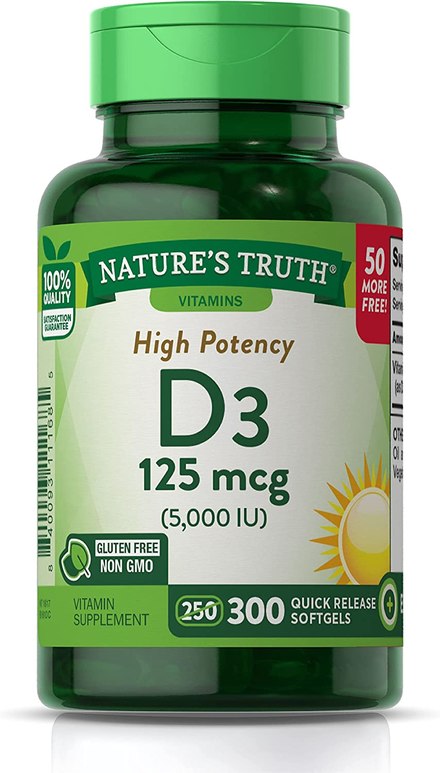Nature&#039;s Truth Vitamin D3 125mcg (300 Tablets)